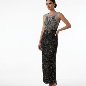 Elegant Black Beaded Evening Skirt - Sleeveless Maxi